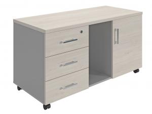 Купить Тумба для оргтехники NPW-410 белое дерево/серый в Ростове На Дону Тумба для оргтехники NPW-410 белое дерево/серый